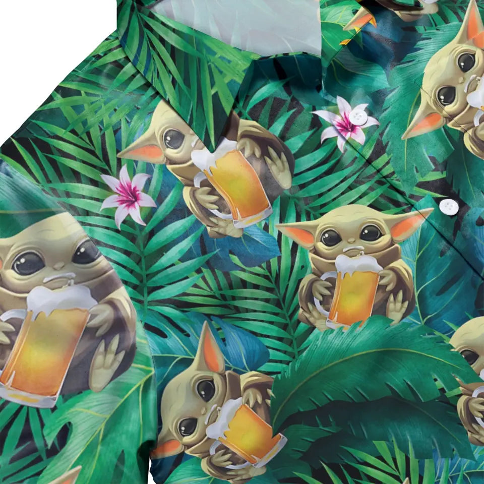 Star Wars Yoda With Beer 3D HAWAII SHIRT