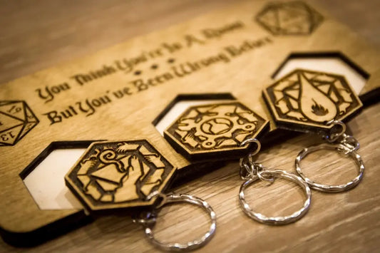 Dungeons and Dragons Laser cut & Engraved Keyring And Wall Mount