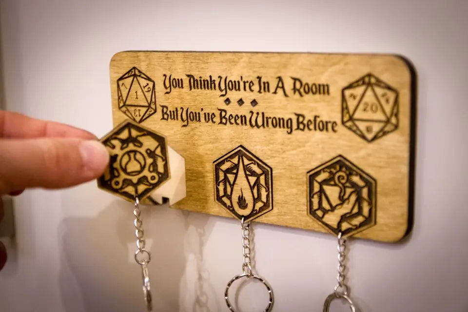 Dungeons and Dragons Laser cut & Engraved Keyring And Wall Mount