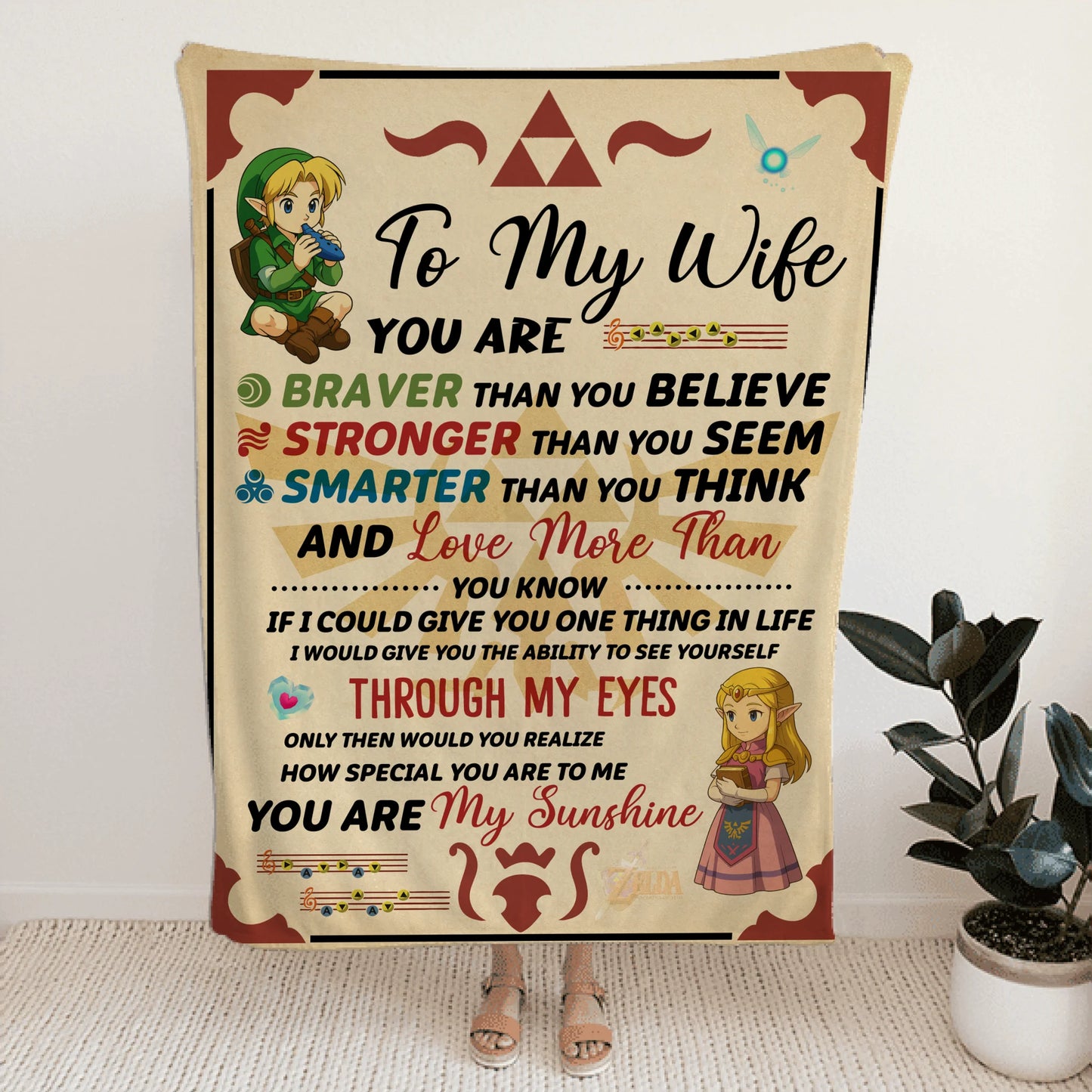 To My Wife Zelda Blanket – Brave/Wisdom/Strength Love Quote Gift